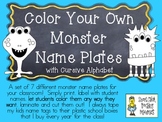 COLOR YOUR OWN Monster Nameplates w/ Cursive Alphabet ~ 7 