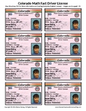 COLORADO Math Driver's License - Math Fact Incentive Program -TEMPLATES - FREE