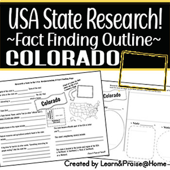 Preview of COLORADO State Research Report: Brainstorm & Fact Page Outline | SOCIAL STUDIES