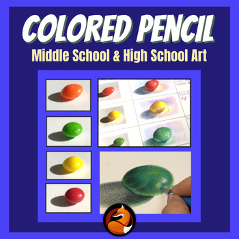 Preview of COLORED PENCIL Drawing Candy Middle School Art High School Art Lesson