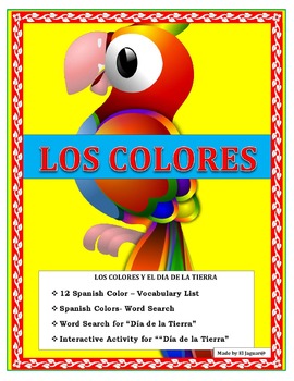Preview of COLORES Y LA TIERRA- Review Colors & Earth Day Coloring Activity