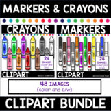 Crayons Clip Art in color and black and white by Dovie Funk