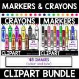 COLORFUL CRAYONS AND MARKERS Clip Art BUNDLE