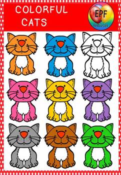 Preview of COLORFUL CATS/moveable clipart.