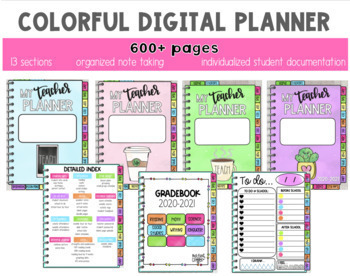Preview of COLORFUL Digital Teacher Planner (NOT DATED)