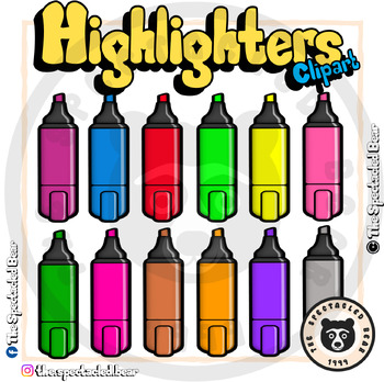 Highlighter Marker Clipart: 44 Classroom School Supplies Clip Art