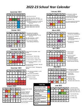 Preview of COLORFUL SINGLE PAGE 2022-2023 CALENDAR