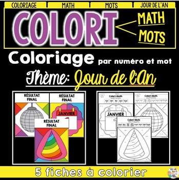 Preview of COLORI - MATH ET MOTS - Thème: Jour de l'An - French Colour by number and word