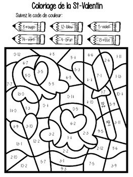 Coloriages Magiques Addition St Valentin By La Classe De Caro