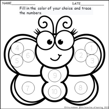 COLORING & COUNTING BUTTERFLY by the branches of learning | TPT