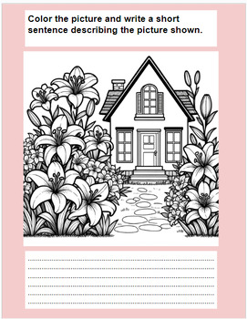 Preview of COLORING PAGES, FLOWER AND HOUSE