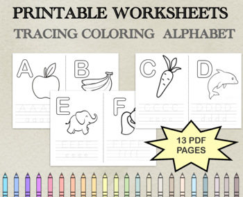 coloring tracing alphabet pre writing activity preschool worksheet