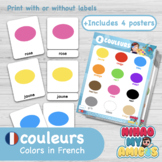 COLORS IN FRENCH· Montessori 3-part flashcards + COLORS po