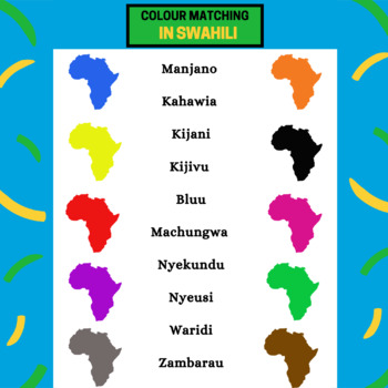Preview of COLOUR MATCHING ACTIVITY IN SWAHILI  AFRICAN-THEMED COMMERCIAL USE  GAME