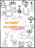 COLOURING IN ALPHABET ALL CASES WITH CLIP ART PRINT FOR DISPLAY
