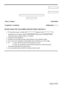 Preview of COMBINED PHYSICS EXAM 200 MARKS