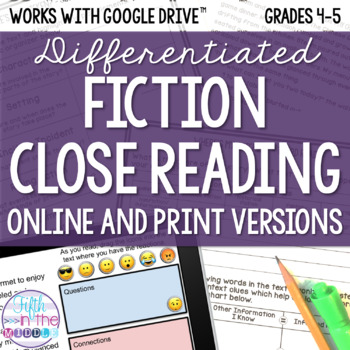Preview of Fiction Close Reading Comprehension Stories and Questions - Print/Online Bundle