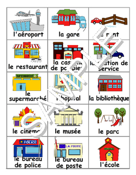 Preview of Community Buildings / La communauté FRENCH Workbook & Games Pack