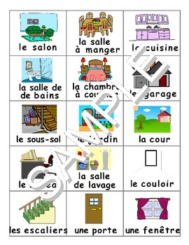 Preview of Rooms of the House / La Maison FRENCH Workbook & Games Package