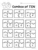 COMBOS of 10 --  Addition Practice Worksheet -- Part, Part, Whole