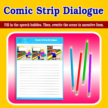 Preview of COMIC STRIP DIALOGUE, 3 pictures,speech bubbles, blank comics, Comic, ESL,1 OF 3