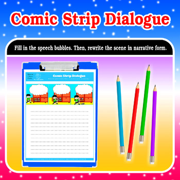 Preview of COMIC STRIP DIALOGUE, 3 pictures,speech bubbles, blank comics, Comic, ESL,3 OF 3