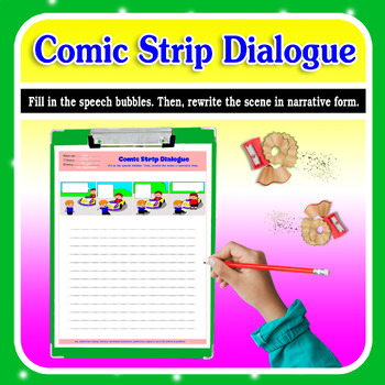 Preview of COMIC STRIP DIALOGUE, 4 pictures,speech bubbles, blank comics, Comic, ESL,1 OF 3