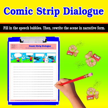 Preview of COMIC STRIP DIALOGUE, 4 pictures,speech bubbles, blank comics, Comic, ESL,2 OF 3