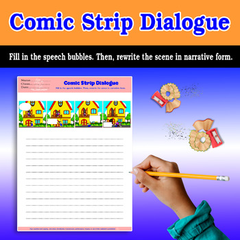 Preview of COMIC STRIP DIALOGUE, 4 pictures,speech bubbles, blank comics, Comic, ESL,3 OF 3
