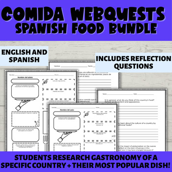 Preview of COMIDA Spanish Webquests | La comida tradicional Gastronomía | Research