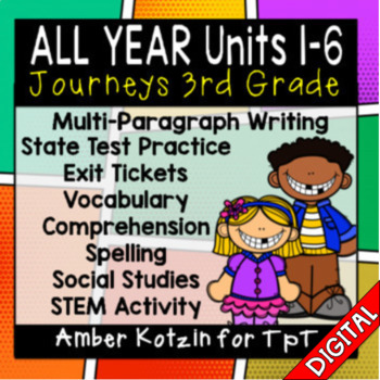 Preview of ALL YEAR Units 1 - 6 Ultimate Bundle: Third Grade Journeys - Distance Learning