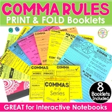 COMMA RULES Print & Fold Worksheet Booklets | Using Commas