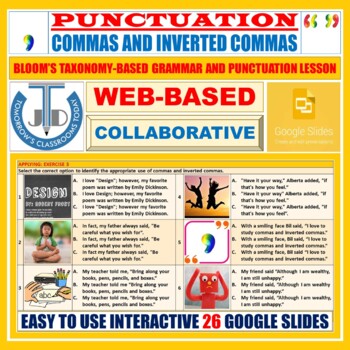 Preview of COMMAS AND INVERTED COMMAS - PUNCTUATION: 26 GOOGLE SLIDES