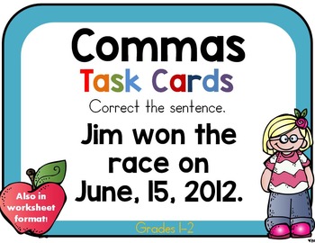 Preview of Commas Task Cards