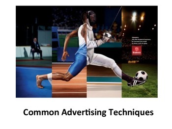 Preview of COMMON ADVERTISING TECHNIQUE POWER POINT, HANDOUTS, AND QUIZ