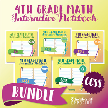 Preview of COMMON CORE ⭐ 4th Grade Math Interactive Notebook ⭐ All Standards