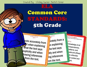 Preview of ELA COMMON CORE Posters (5th Grade) ~ Updated Version