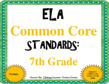 Preview of COMMON CORE ELA Posters (7th Grade) ~ Updated Version
