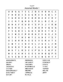 Preview of COMMON CORE SAT ACT GRE GMAT LSAT VOCABULARY WORD SEARCH PUZZLES #2