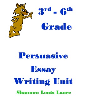 Preview of COMMON CORE STANDARD BASED Persuasive Essay Writing Unit for Grades 3-6