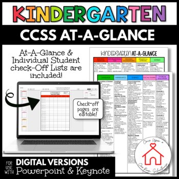 Preview of COMMON CORE STANDARDS PACK | At-A-Glance for Kindergarten