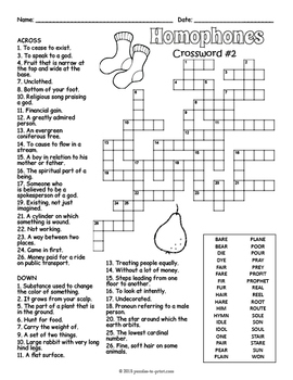 COMMON HOMOPHONES Crossword Puzzle Worksheet Activity by Puzzles to Print
