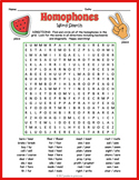 (4th 5th 6th 7th Grade) COMMON HOMOPHONES Word Search Puzz