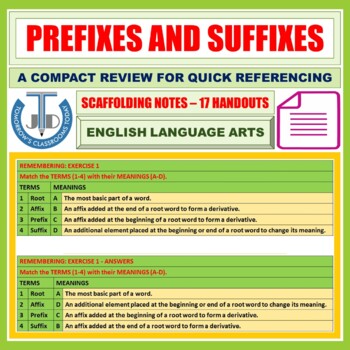 Preview of PREFIXES AND SUFFIXES: SCAFFOLDING NOTES - 17 HANDOUTS