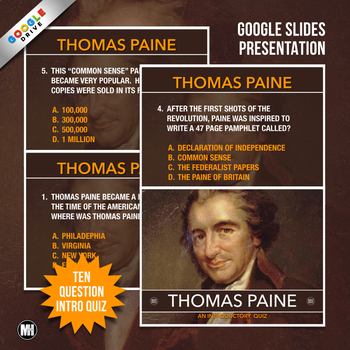 Thomas Paine Common Sense: Primary Source Activity | Distance Learning