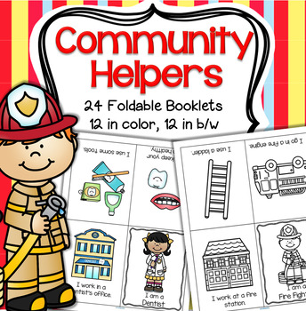 Preview of COMMUNITY HELPERS Foldable Booklets Distance Learning Low Prep