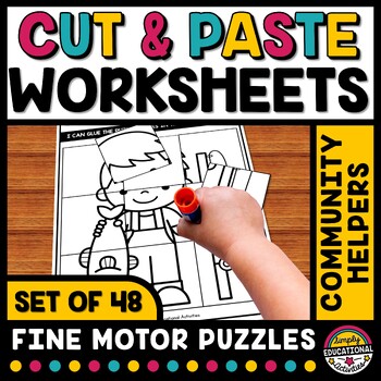 Preview of CAREER DAY JOBS CRAFT CUT & PASTE PUZZLE WORKSHEETS ART ACTIVITY COLORING PAGE