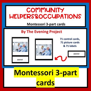 Preview of COMMUNITY HELPERS&OCCUPATIONS  Montessori 3-part cards with real photos