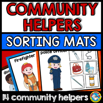 Preview of PRESCHOOL COMMUNITY HELPERS SORTING TOOLS ACTIVITY MATS & CARDS MORNING TUBS BIN