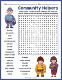  (3rd, 4th, 5th, 6th Grade) COMMUNITY HELPERS Word Search 